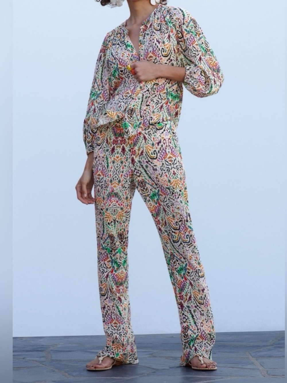 Zara flare printed trouser pant